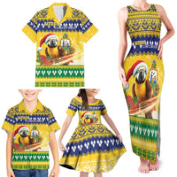 Saint Vincent And The Grenadines Christmas Family Matching Tank Maxi Dress and Hawaiian Shirt Santa Vincent Parrot With Coat Of Arms - Wonder Print Shop