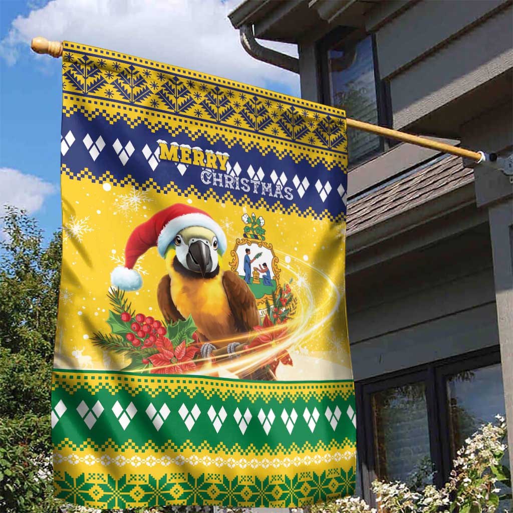 Saint Vincent And The Grenadines Christmas Garden Flag Santa Vincent Parrot With Coat Of Arms - Wonder Print Shop