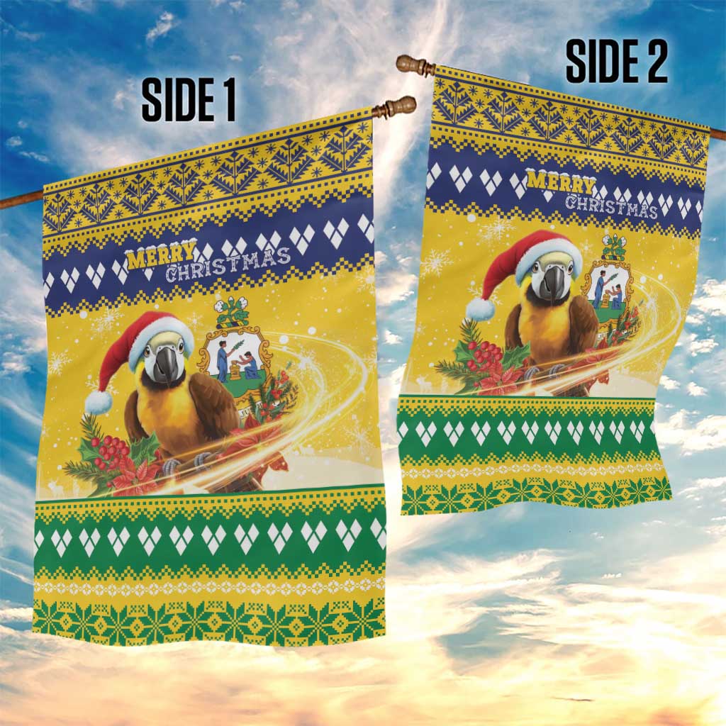 Saint Vincent And The Grenadines Christmas Garden Flag Santa Vincent Parrot With Coat Of Arms - Wonder Print Shop