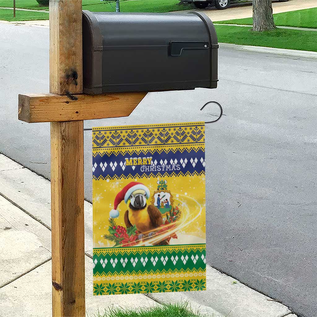 Saint Vincent And The Grenadines Christmas Garden Flag Santa Vincent Parrot With Coat Of Arms - Wonder Print Shop