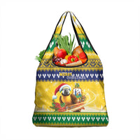 Saint Vincent And The Grenadines Christmas Grocery Bag Santa Vincent Parrot With Coat Of Arms - Wonder Print Shop