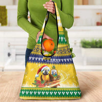 Saint Vincent And The Grenadines Christmas Grocery Bag Santa Vincent Parrot With Coat Of Arms - Wonder Print Shop