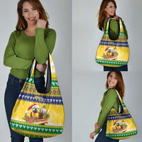 Saint Vincent And The Grenadines Christmas Grocery Bag Santa Vincent Parrot With Coat Of Arms - Wonder Print Shop