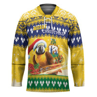 Saint Vincent And The Grenadines Christmas Hockey Jersey Santa Vincent Parrot With Coat Of Arms - Wonder Print Shop