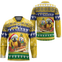 Saint Vincent And The Grenadines Christmas Hockey Jersey Santa Vincent Parrot With Coat Of Arms - Wonder Print Shop