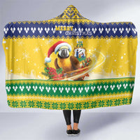 Saint Vincent And The Grenadines Christmas Hooded Blanket Santa Vincent Parrot With Coat Of Arms - Wonder Print Shop