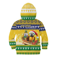 Saint Vincent And The Grenadines Christmas Kid Hoodie Santa Vincent Parrot With Coat Of Arms - Wonder Print Shop