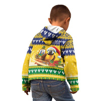 Saint Vincent And The Grenadines Christmas Kid Hoodie Santa Vincent Parrot With Coat Of Arms - Wonder Print Shop