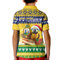 Saint Vincent And The Grenadines Christmas Kid Polo Shirt Santa Vincent Parrot With Coat Of Arms - Wonder Print Shop