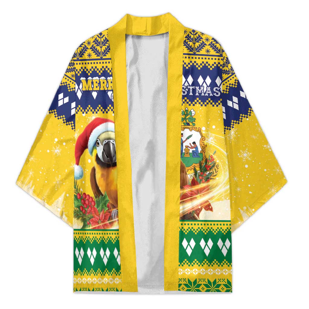 Saint Vincent And The Grenadines Christmas Kimono Santa Vincent Parrot With Coat Of Arms - Wonder Print Shop