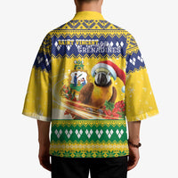 Saint Vincent And The Grenadines Christmas Kimono Santa Vincent Parrot With Coat Of Arms - Wonder Print Shop