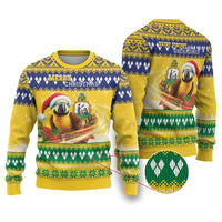 Saint Vincent And The Grenadines Christmas Ugly Christmas Sweater Santa Vincent Parrot With Coat Of Arms - Wonder Print Shop