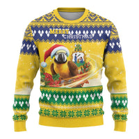 Saint Vincent And The Grenadines Christmas Ugly Christmas Sweater Santa Vincent Parrot With Coat Of Arms - Wonder Print Shop