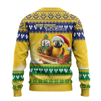Saint Vincent And The Grenadines Christmas Ugly Christmas Sweater Santa Vincent Parrot With Coat Of Arms - Wonder Print Shop