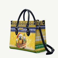Saint Vincent And The Grenadines Christmas Leather Bag Santa Vincent Parrot With Coat Of Arms - Wonder Print Shop
