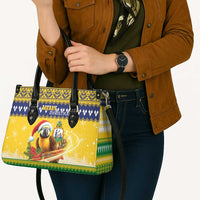 Saint Vincent And The Grenadines Christmas Leather Bag Santa Vincent Parrot With Coat Of Arms - Wonder Print Shop