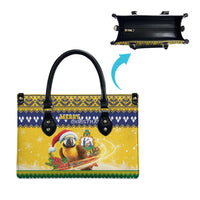 Saint Vincent And The Grenadines Christmas Leather Bag Santa Vincent Parrot With Coat Of Arms - Wonder Print Shop