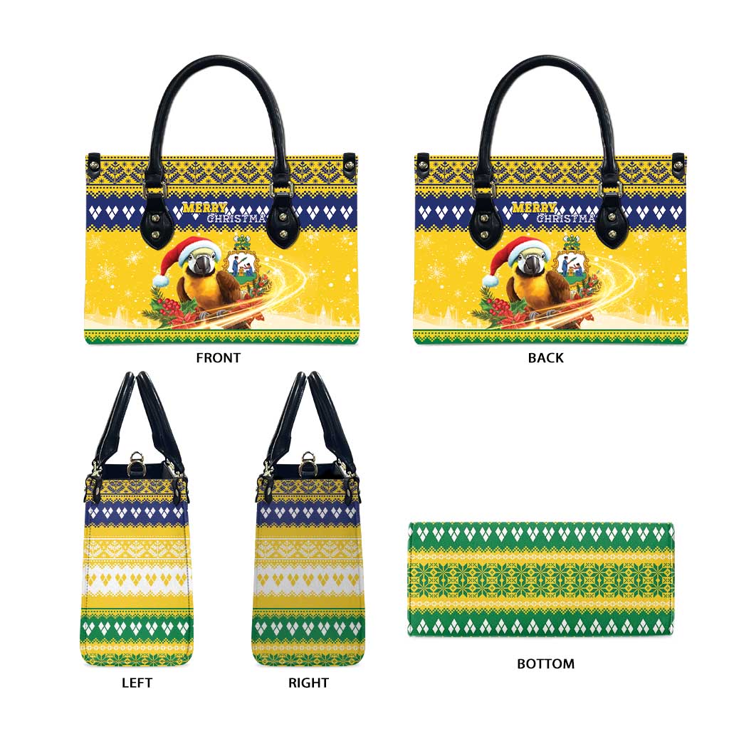 Saint Vincent And The Grenadines Christmas Leather Bag Santa Vincent Parrot With Coat Of Arms - Wonder Print Shop