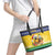 Saint Vincent And The Grenadines Christmas Leather Tote Bag Santa Vincent Parrot With Coat Of Arms - Wonder Print Shop