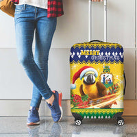 Saint Vincent And The Grenadines Christmas Luggage Cover Santa Vincent Parrot With Coat Of Arms - Wonder Print Shop