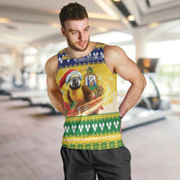 Saint Vincent And The Grenadines Christmas Men Tank Top Santa Vincent Parrot With Coat Of Arms - Wonder Print Shop