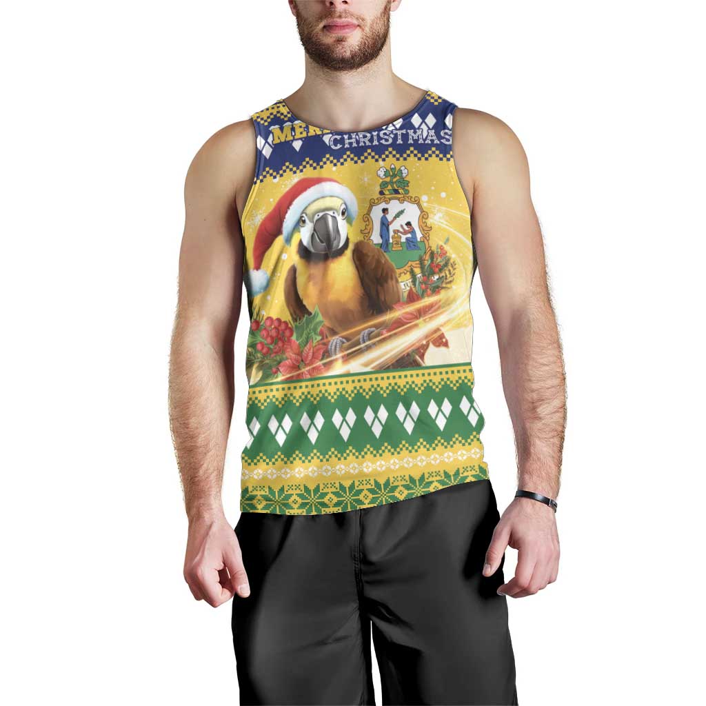 Saint Vincent And The Grenadines Christmas Men Tank Top Santa Vincent Parrot With Coat Of Arms - Wonder Print Shop