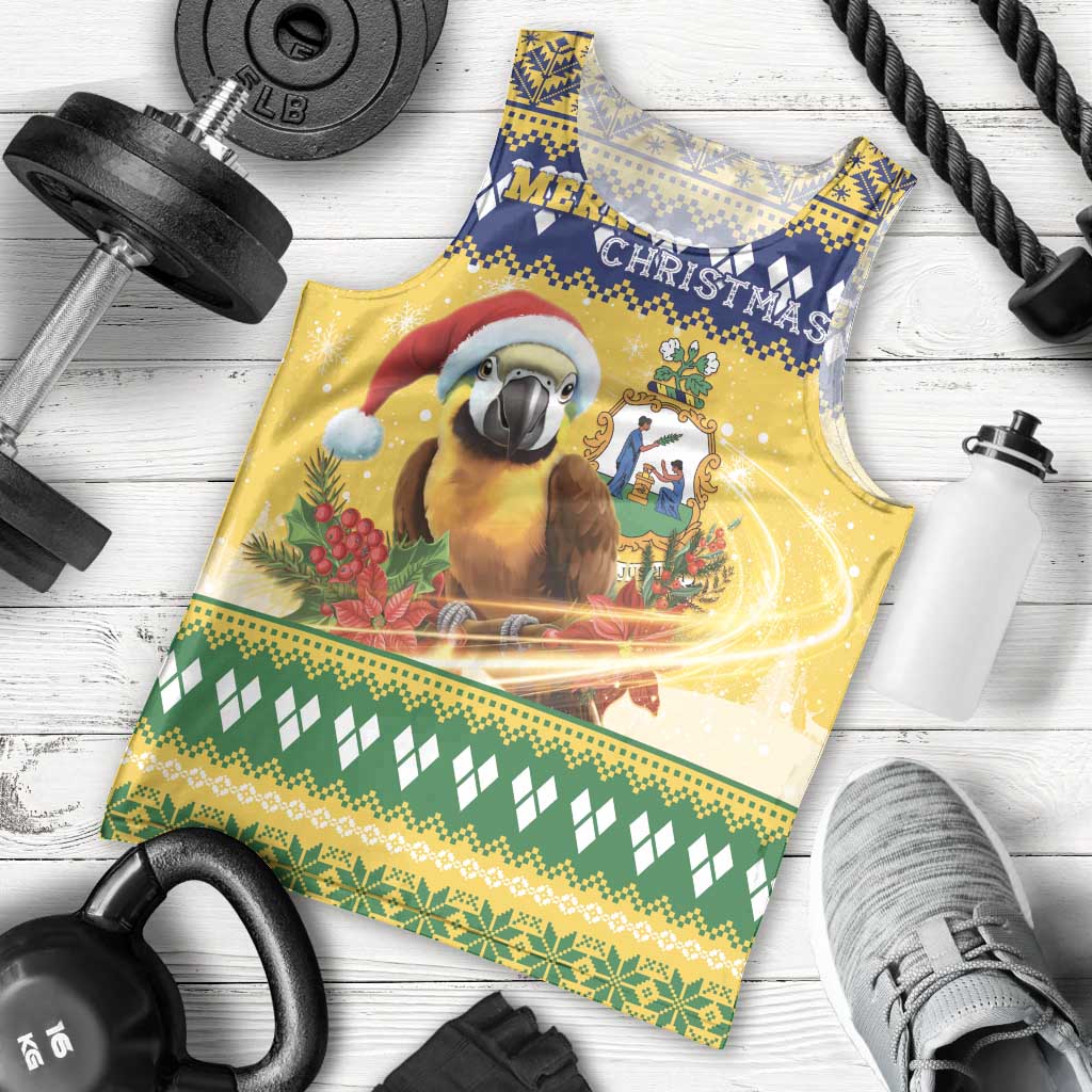 Saint Vincent And The Grenadines Christmas Men Tank Top Santa Vincent Parrot With Coat Of Arms - Wonder Print Shop