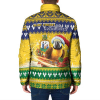 Saint Vincent And The Grenadines Christmas Padded Jacket Santa Vincent Parrot With Coat Of Arms - Wonder Print Shop