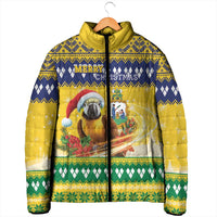 Saint Vincent And The Grenadines Christmas Padded Jacket Santa Vincent Parrot With Coat Of Arms - Wonder Print Shop