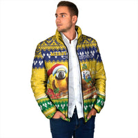 Saint Vincent And The Grenadines Christmas Padded Jacket Santa Vincent Parrot With Coat Of Arms - Wonder Print Shop
