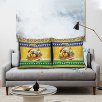 Saint Vincent And The Grenadines Christmas Pillow Cover Santa Vincent Parrot With Coat Of Arms - Wonder Print Shop