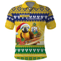 Saint Vincent And The Grenadines Christmas Polo Shirt Santa Vincent Parrot With Coat Of Arms - Wonder Print Shop