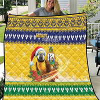 Saint Vincent And The Grenadines Christmas Quilt Santa Vincent Parrot With Coat Of Arms - Wonder Print Shop