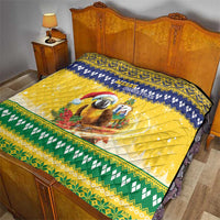 Saint Vincent And The Grenadines Christmas Quilt Santa Vincent Parrot With Coat Of Arms - Wonder Print Shop