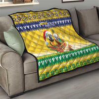 Saint Vincent And The Grenadines Christmas Quilt Santa Vincent Parrot With Coat Of Arms - Wonder Print Shop
