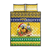 Saint Vincent And The Grenadines Christmas Quilt Bed Set Santa Vincent Parrot With Coat Of Arms - Wonder Print Shop