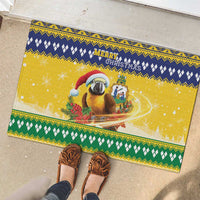 Saint Vincent And The Grenadines Christmas Rubber Doormat Santa Vincent Parrot With Coat Of Arms - Wonder Print Shop