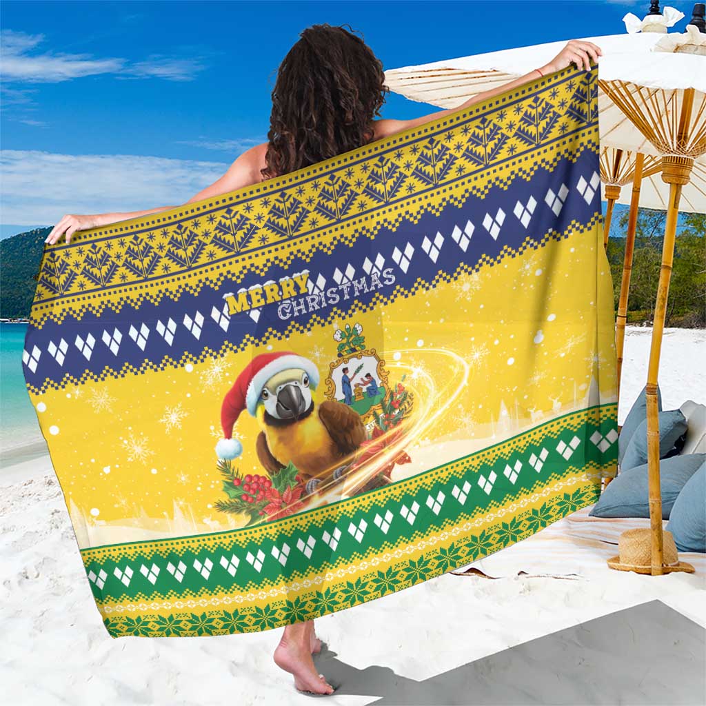 Saint Vincent And The Grenadines Christmas Sarong Santa Vincent Parrot With Coat Of Arms - Wonder Print Shop