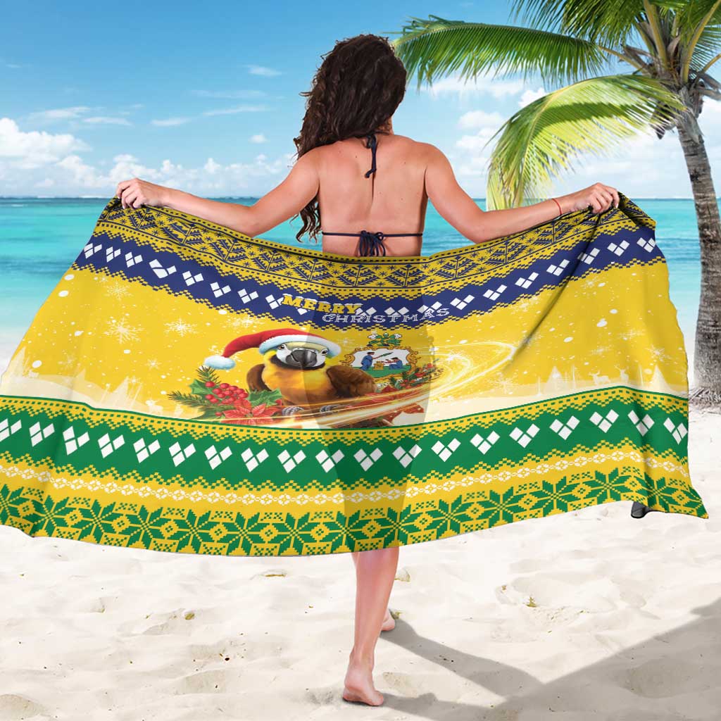 Saint Vincent And The Grenadines Christmas Sarong Santa Vincent Parrot With Coat Of Arms - Wonder Print Shop