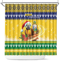 Saint Vincent And The Grenadines Christmas Shower Curtain Santa Vincent Parrot With Coat Of Arms - Wonder Print Shop