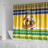 Saint Vincent And The Grenadines Christmas Shower Curtain Santa Vincent Parrot With Coat Of Arms - Wonder Print Shop
