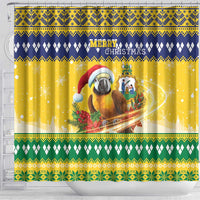 Saint Vincent And The Grenadines Christmas Shower Curtain Santa Vincent Parrot With Coat Of Arms - Wonder Print Shop