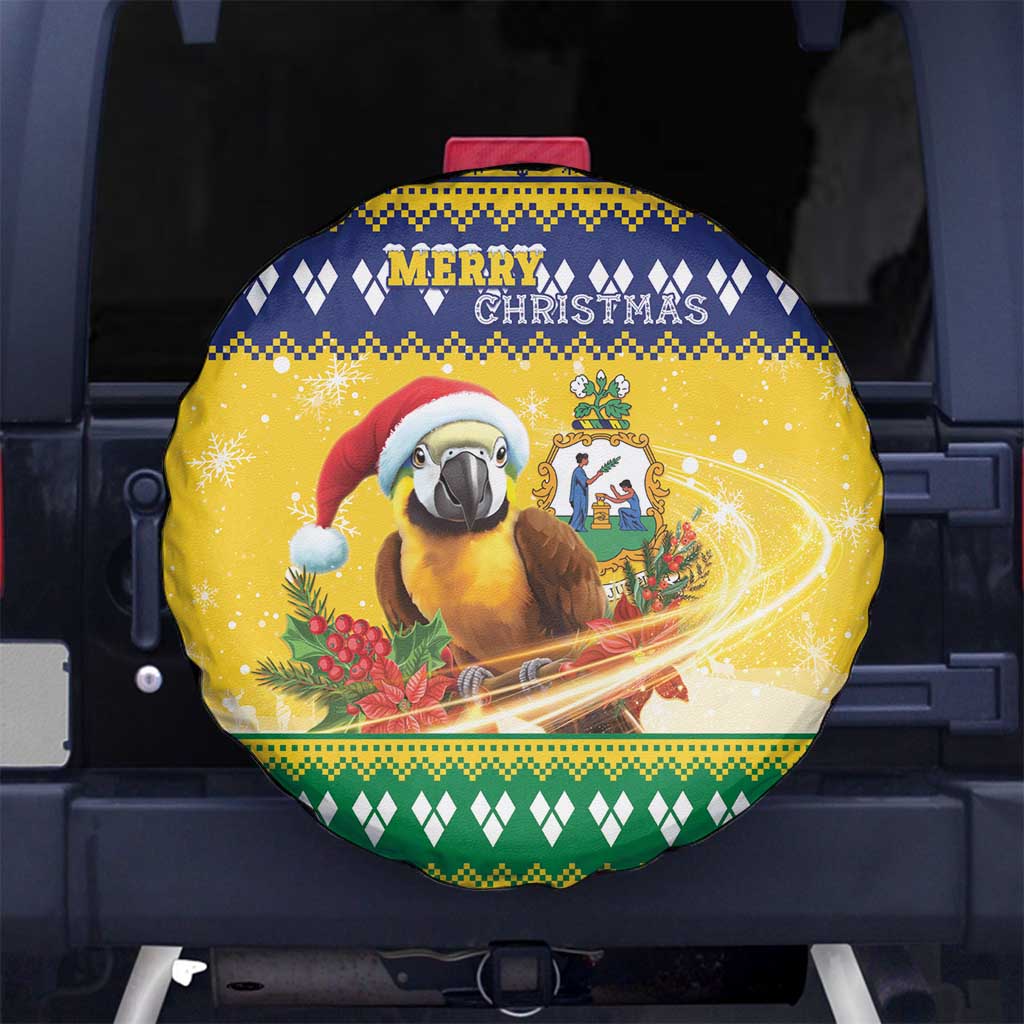 Saint Vincent And The Grenadines Christmas Spare Tire Cover Santa Vincent Parrot With Coat Of Arms - Wonder Print Shop