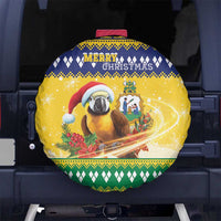 Saint Vincent And The Grenadines Christmas Spare Tire Cover Santa Vincent Parrot With Coat Of Arms - Wonder Print Shop
