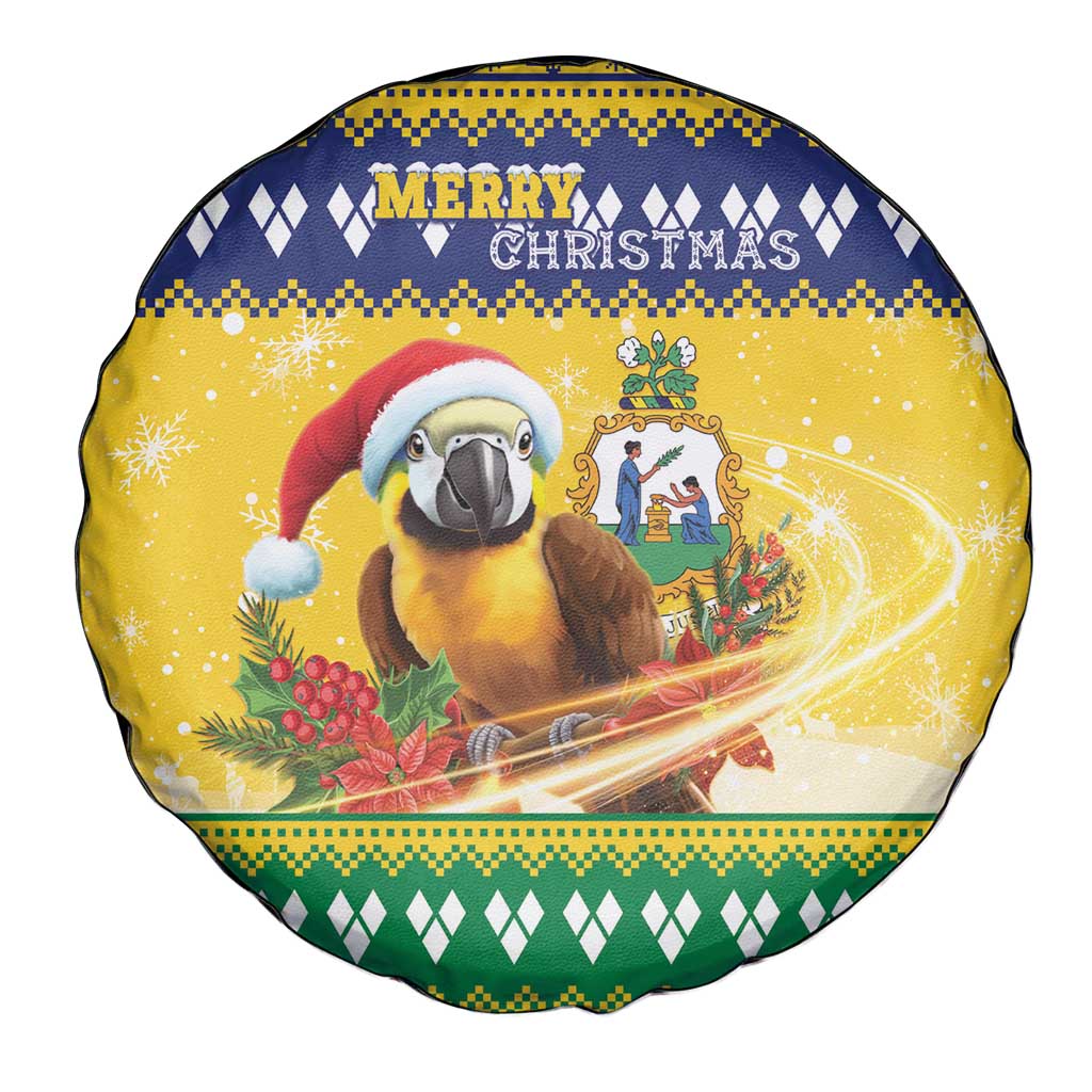 Saint Vincent And The Grenadines Christmas Spare Tire Cover Santa Vincent Parrot With Coat Of Arms - Wonder Print Shop