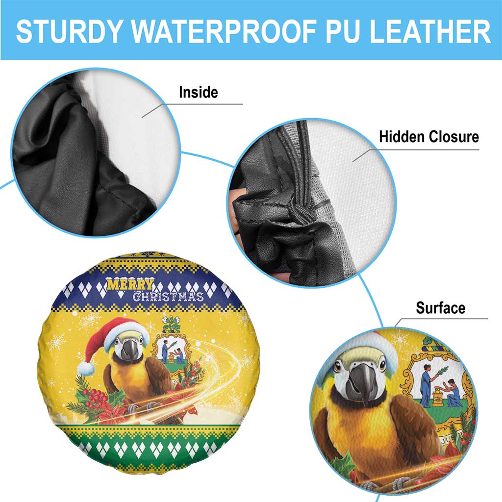 Saint Vincent And The Grenadines Christmas Spare Tire Cover Santa Vincent Parrot With Coat Of Arms - Wonder Print Shop