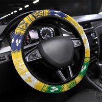 Saint Vincent And The Grenadines Christmas Steering Wheel Cover Santa Vincent Parrot With Coat Of Arms - Wonder Print Shop
