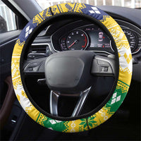 Saint Vincent And The Grenadines Christmas Steering Wheel Cover Santa Vincent Parrot With Coat Of Arms - Wonder Print Shop