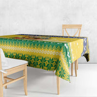 Saint Vincent And The Grenadines Christmas Tablecloth Santa Vincent Parrot With Coat Of Arms - Wonder Print Shop
