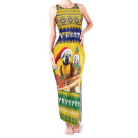 Saint Vincent And The Grenadines Christmas Tank Maxi Dress Santa Vincent Parrot With Coat Of Arms - Wonder Print Shop